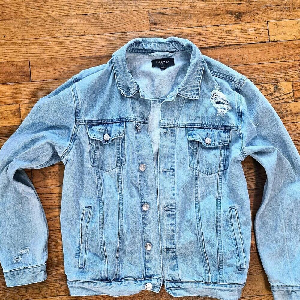 Pacsun light wash distressed denim jacket